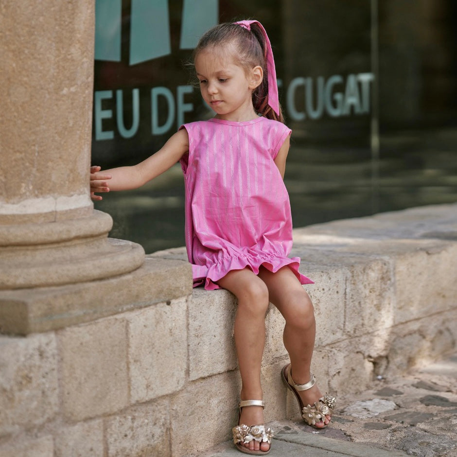 Striped Glittery Dress in Pink