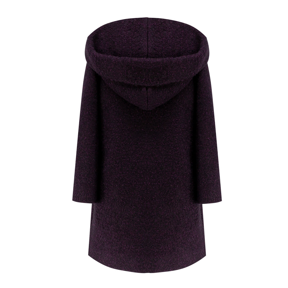 Pretty Owls Hooded Coat in Purple