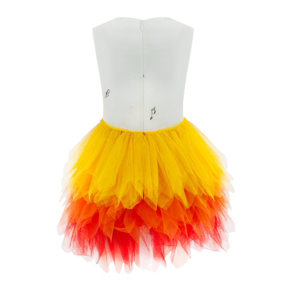 Ruffled Mesh Cat Dress