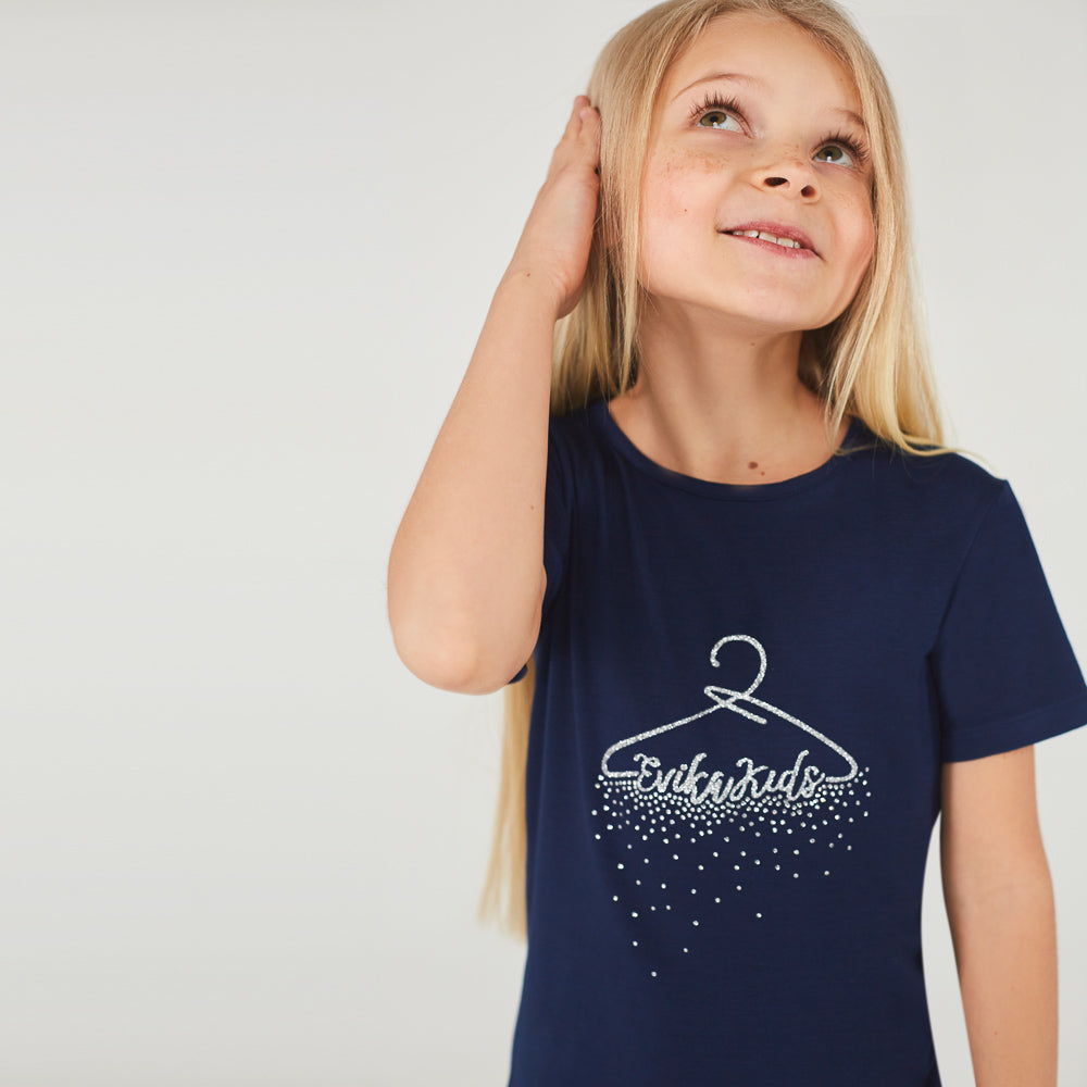 Rhinestones Detailing T-Shirt in Blue