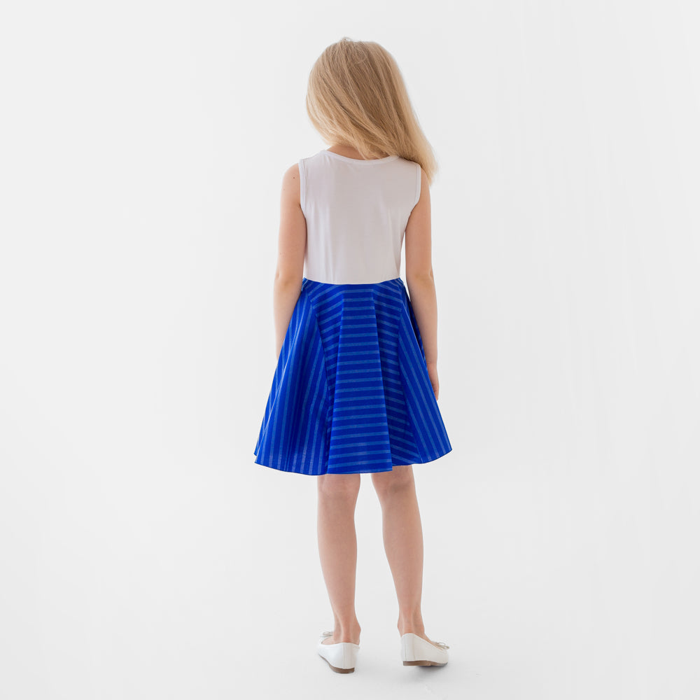 Cat Princess Dress in Blue and White