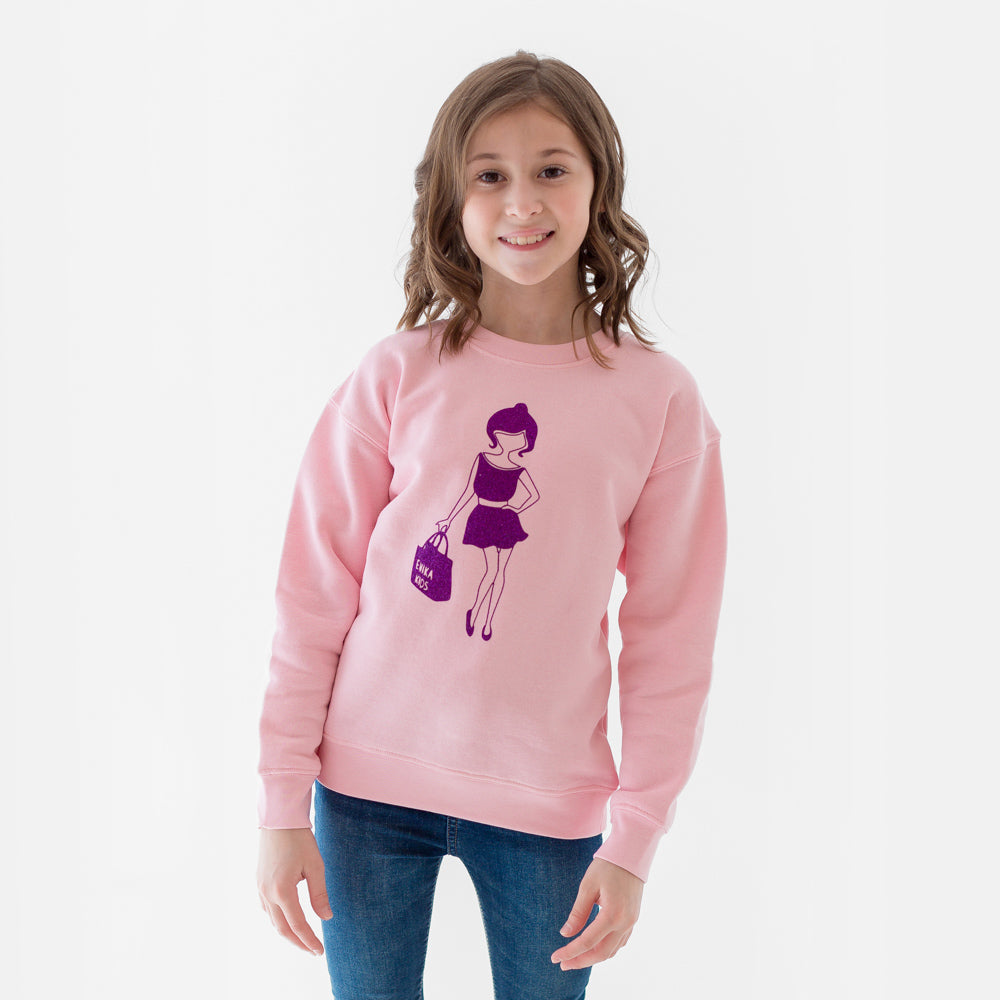 Glitter Detailing Sweatshirt in Pink