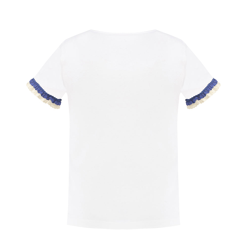 Shiny Glitter Detailing T-Shirt in White