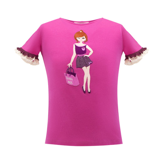 Sequins Pretty Girl T-Shirt in Magenta