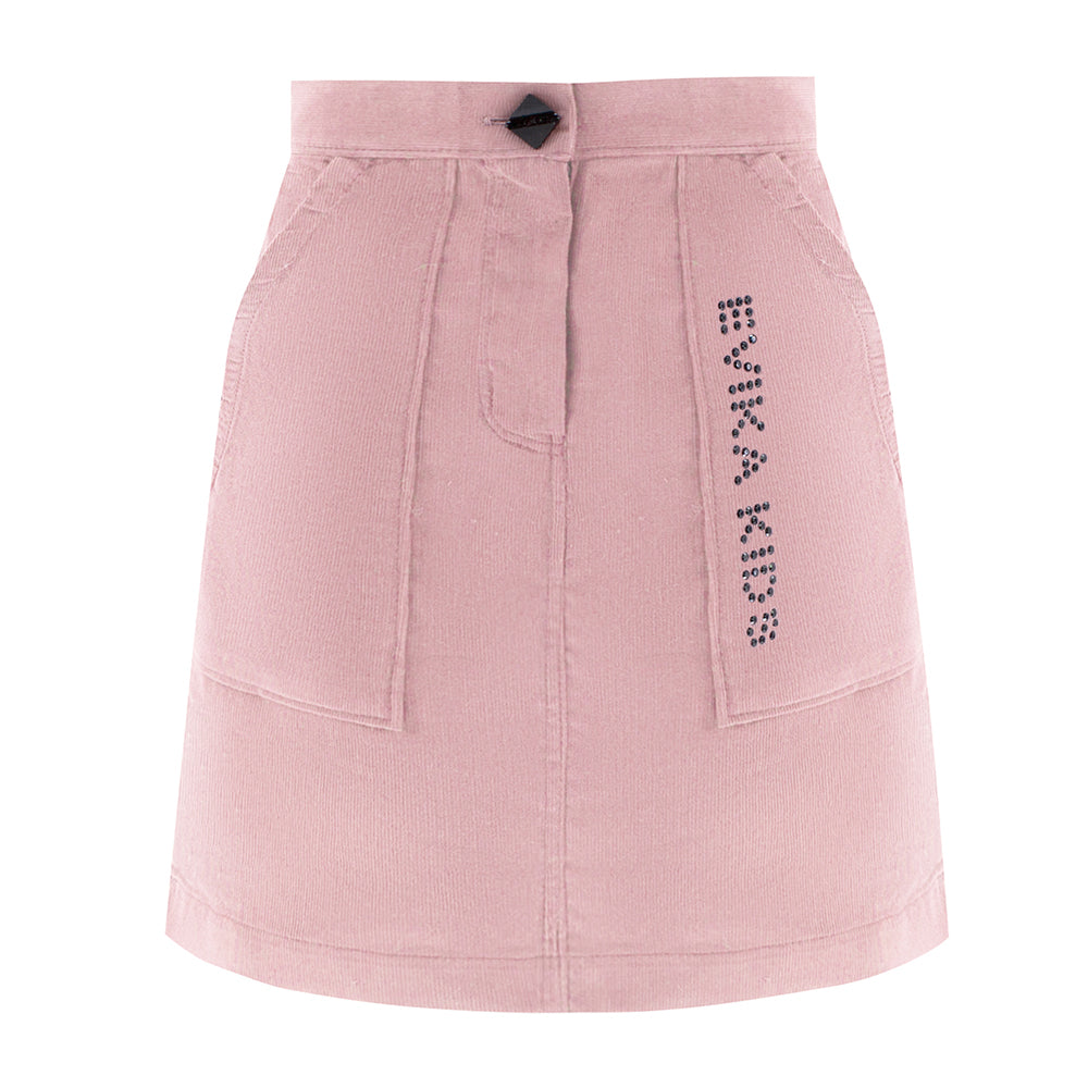 Shiny Logo Velvet Skirt in Pink