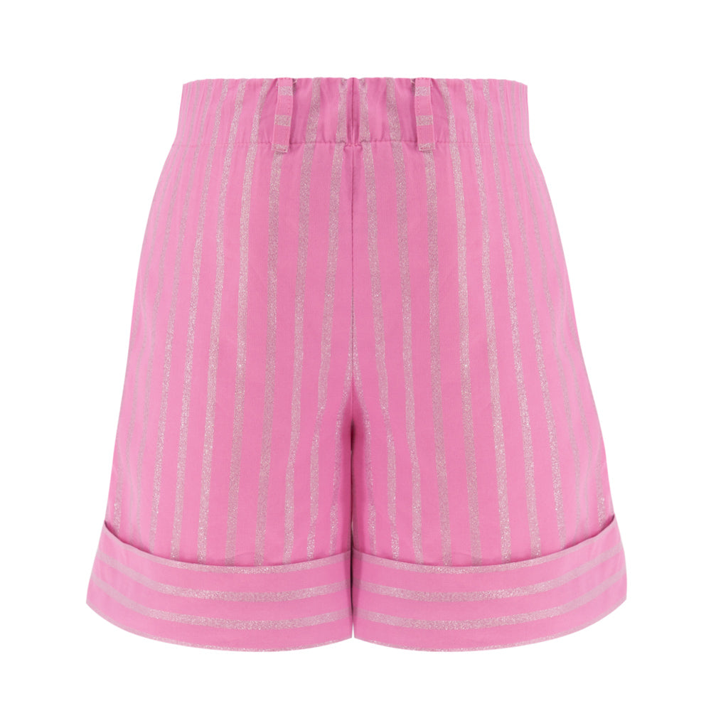 Striped Glittery Shorts in Pink