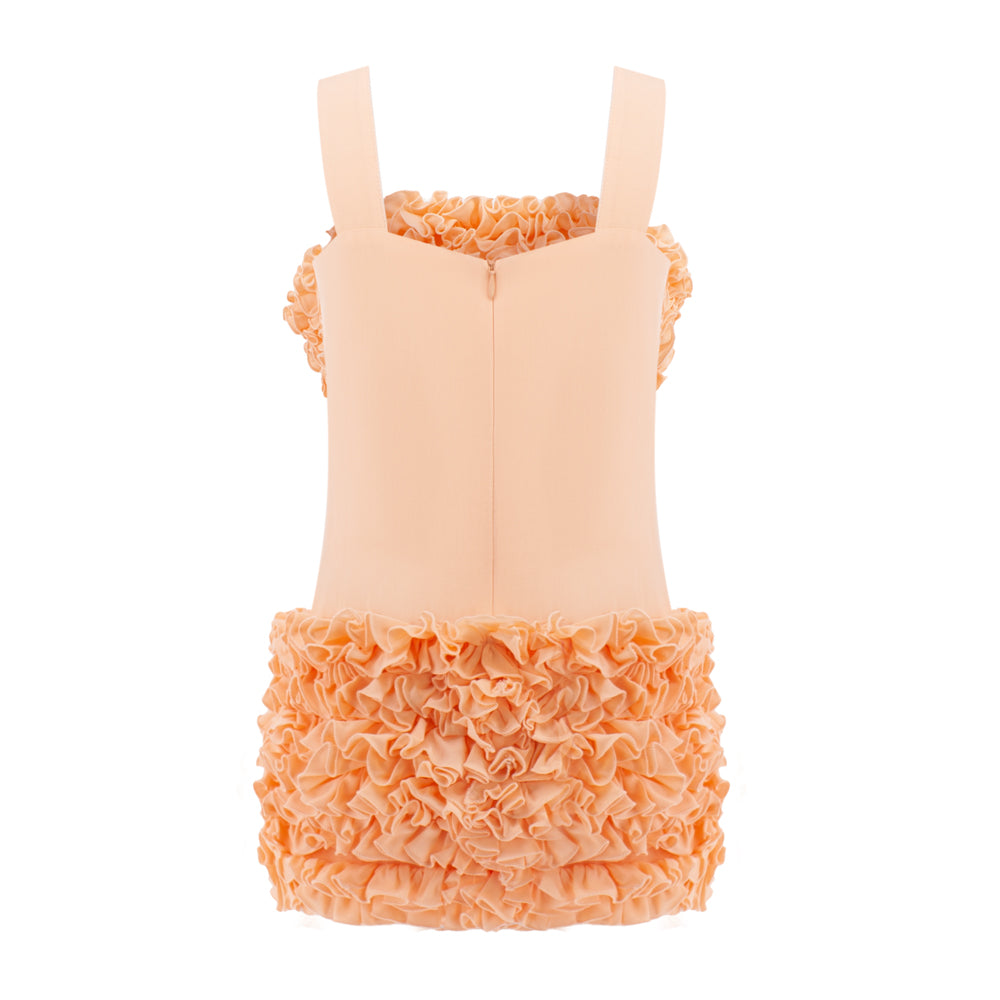 Ruffled Detailing Summer Dress in Orange