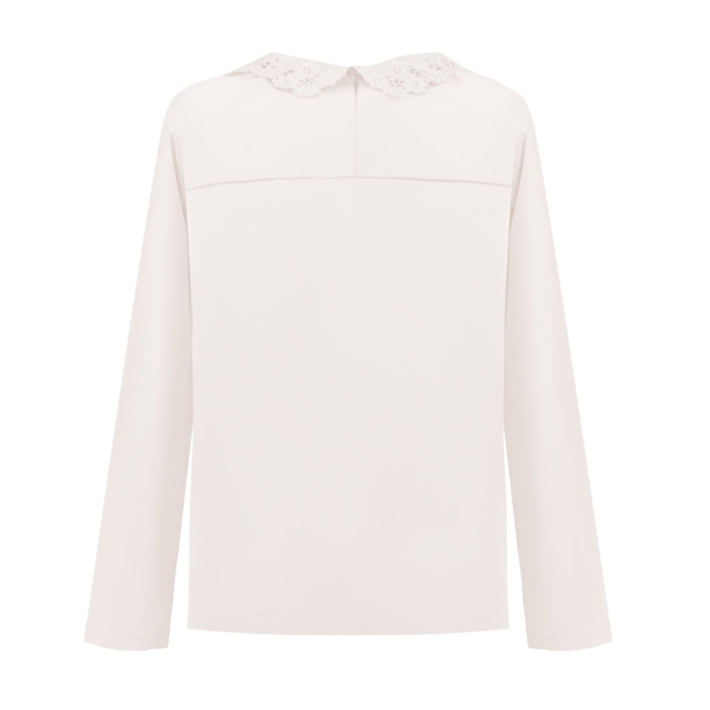 Eyelet Lace Collar Long Sleeve in Off-White