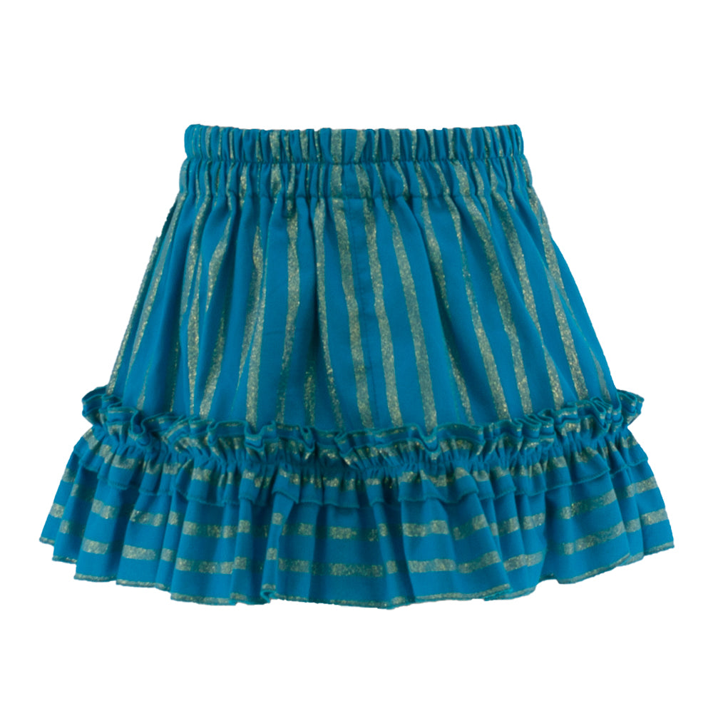 Striped Glittery Summer Skirt in Turquoise