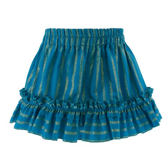 Striped Glittery Summer Skirt in Turquoise