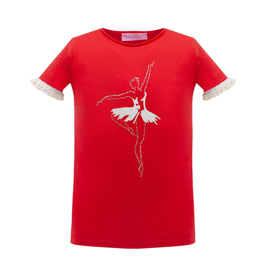Shiny Ballerina T-Shirt in Red