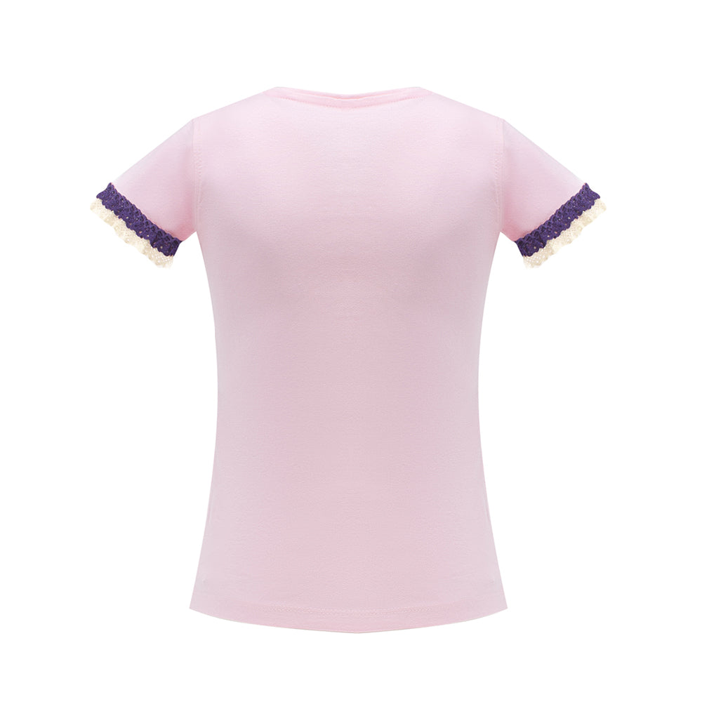 Shiny Sequins Detailing T-Shirt in Pink