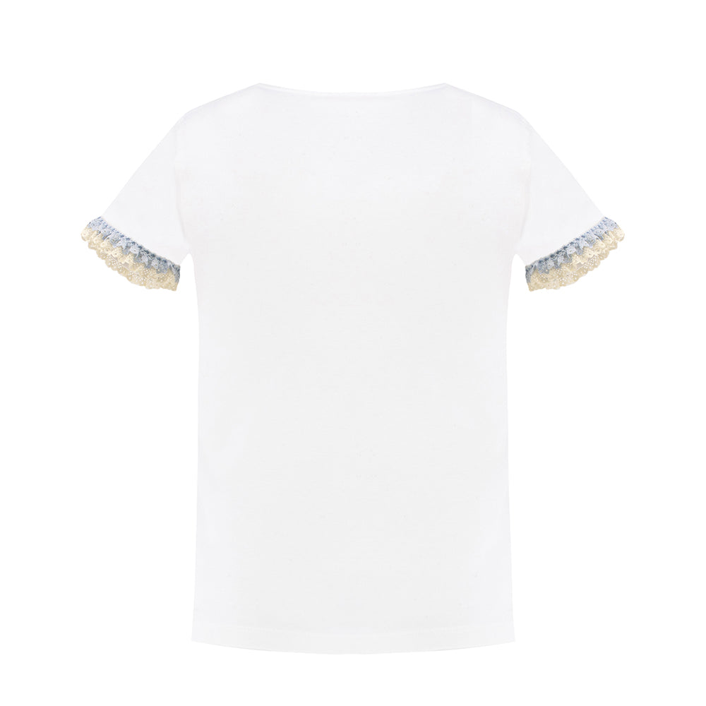 Shiny Sequins Detailing T-Shirt in White